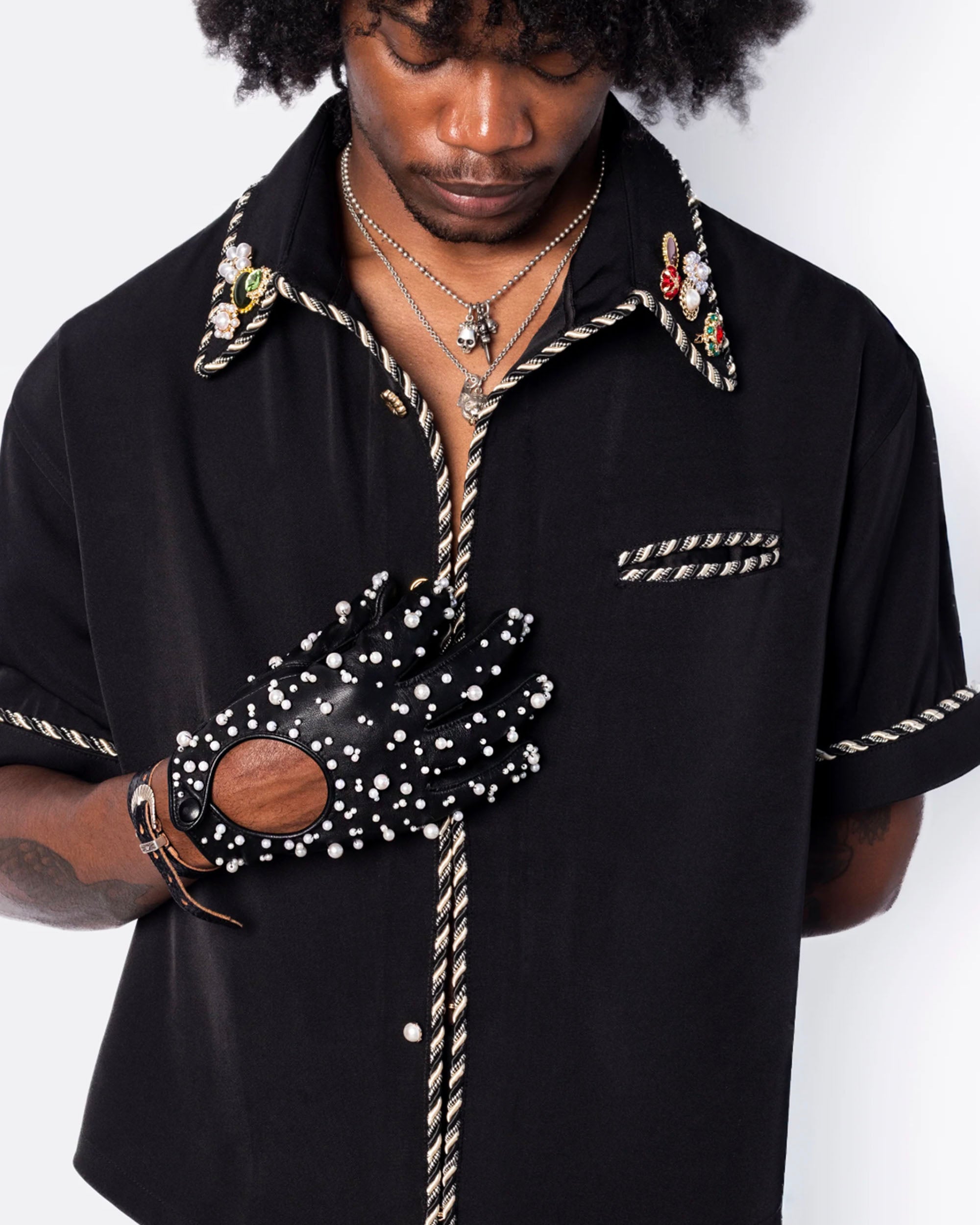 トップス kody phillips embellished lasso shirt Kody Phillips Embellished S/S Lasso Shirt – JANASTRA