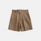 Herringbone Heavy Linen Bermuda Pants