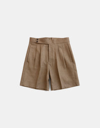 Herringbone Heavy Linen Bermuda Pants