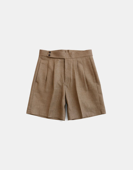 Herringbone Heavy Linen Bermuda Pants