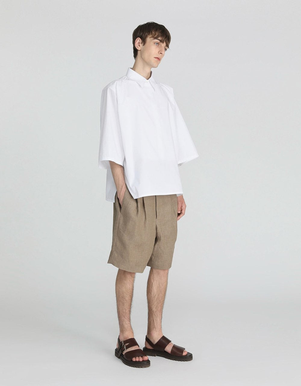 Herringbone Heavy Linen Bermuda Pants