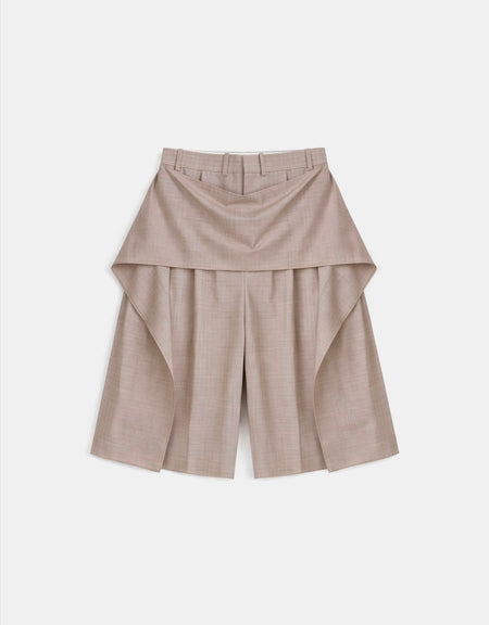 Pinstriped Wool Stretch Bermuda Pants
