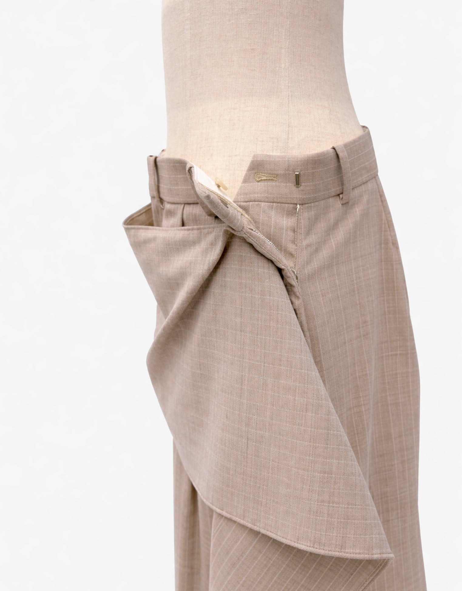 Pinstriped Wool Stretch Bermuda Pants