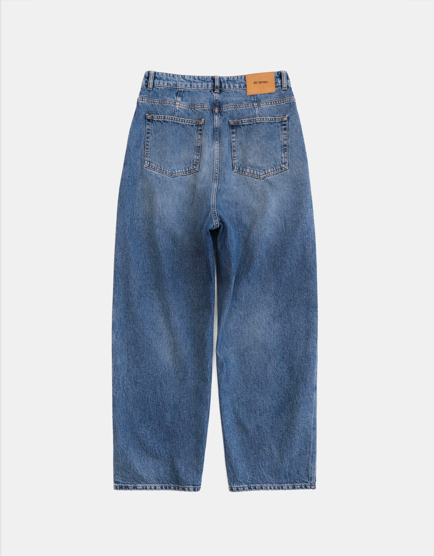 Washed Denim Pleats Pants