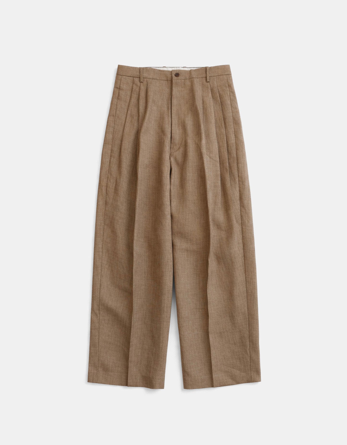 Herringbone Heavy Linen Pleats Pants