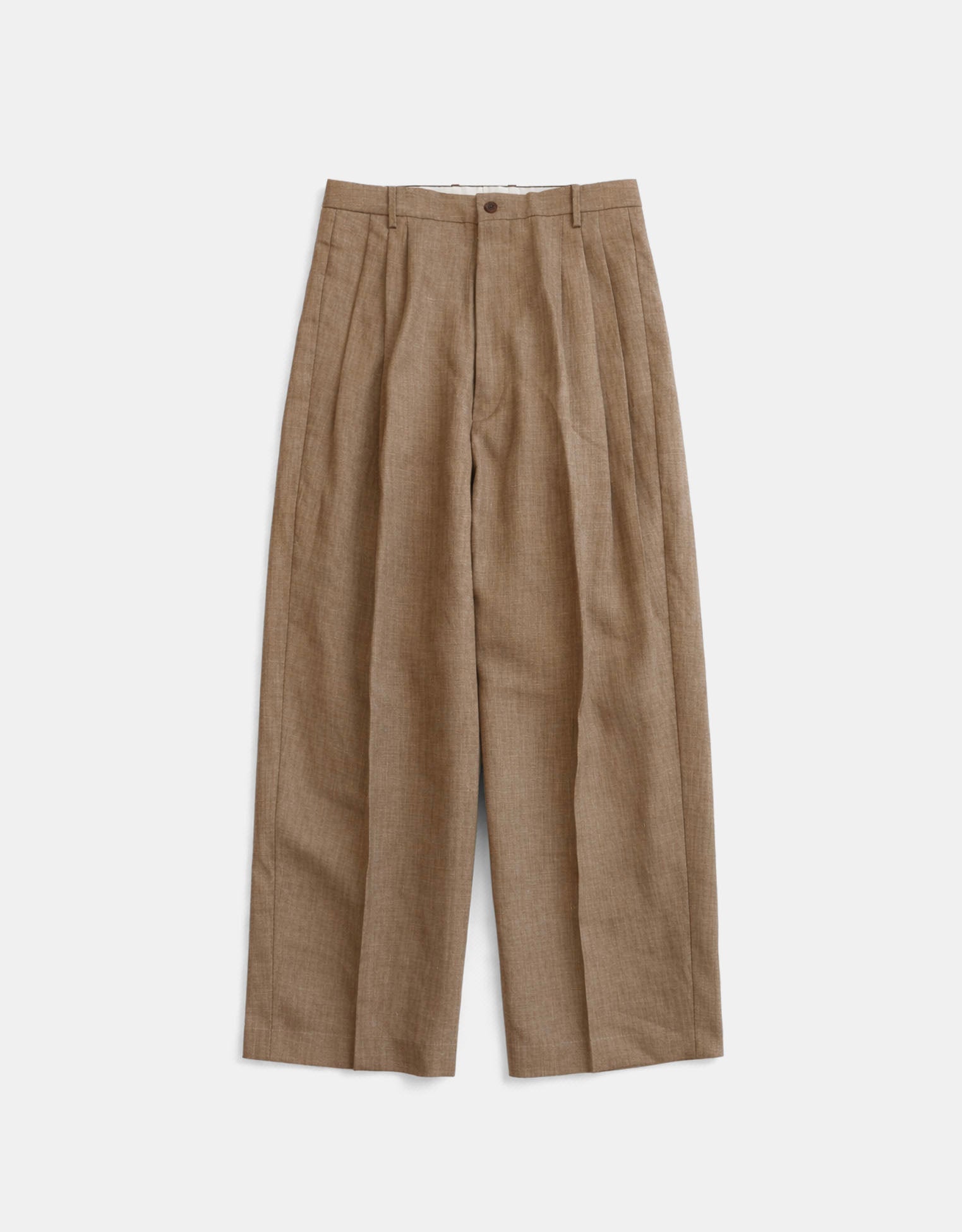 Herringbone Heavy Linen Pleats Pants