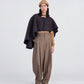 BROWN CHECK PLEATED PANTS