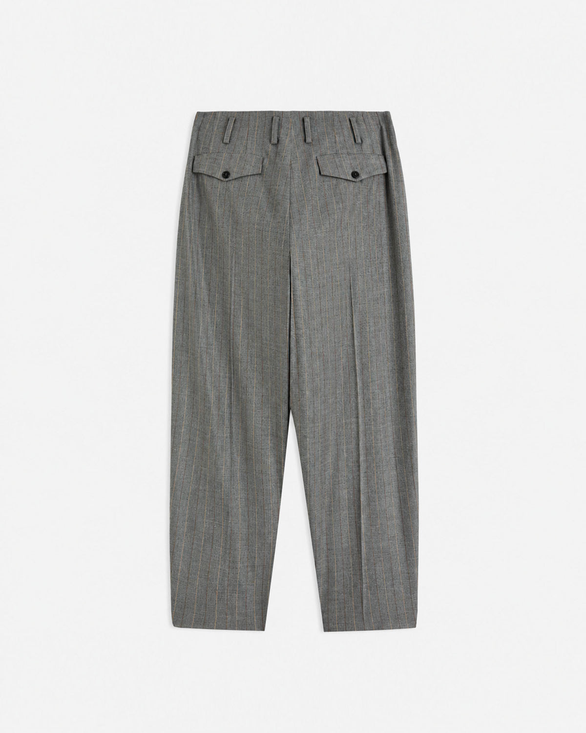 GREY STRIPE PLEATED TAPERED PANTS