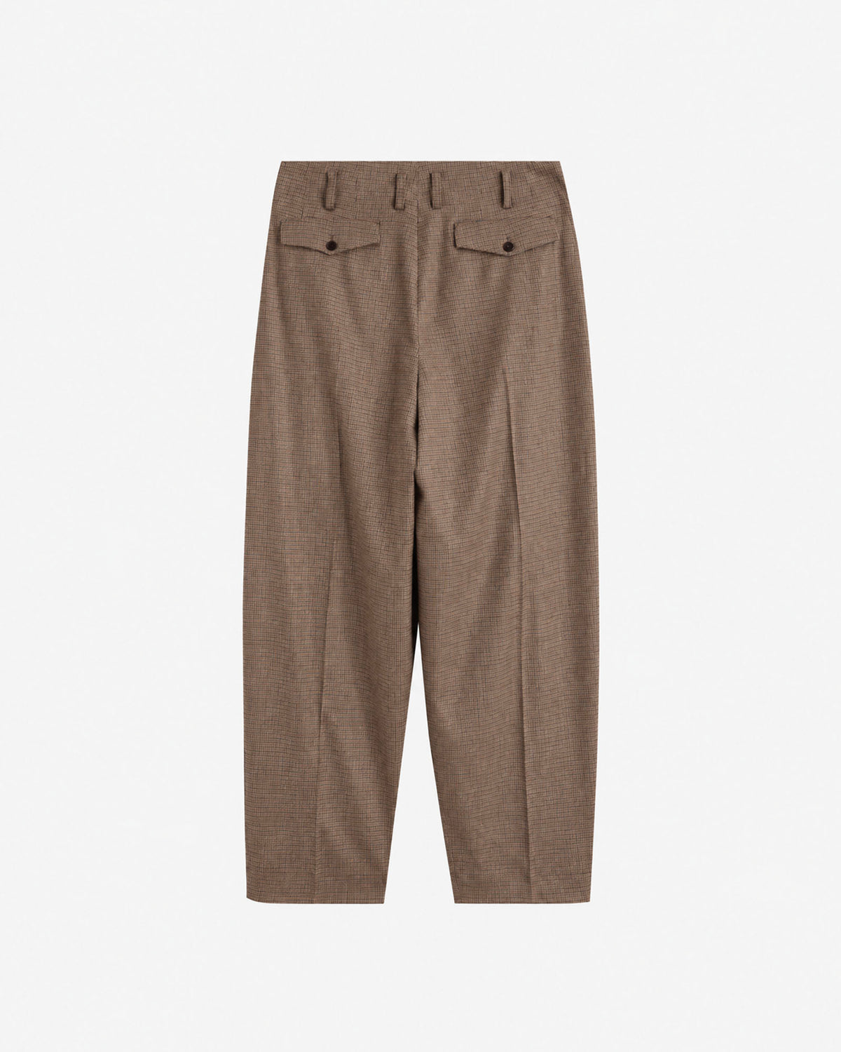 BROWN CHECK PLEATED PANTS