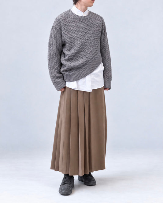 CABLE KNIT DRAPED SWEATER
