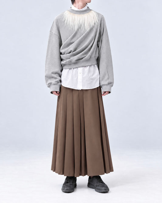 FUR DRAPED SWEATSHIRT