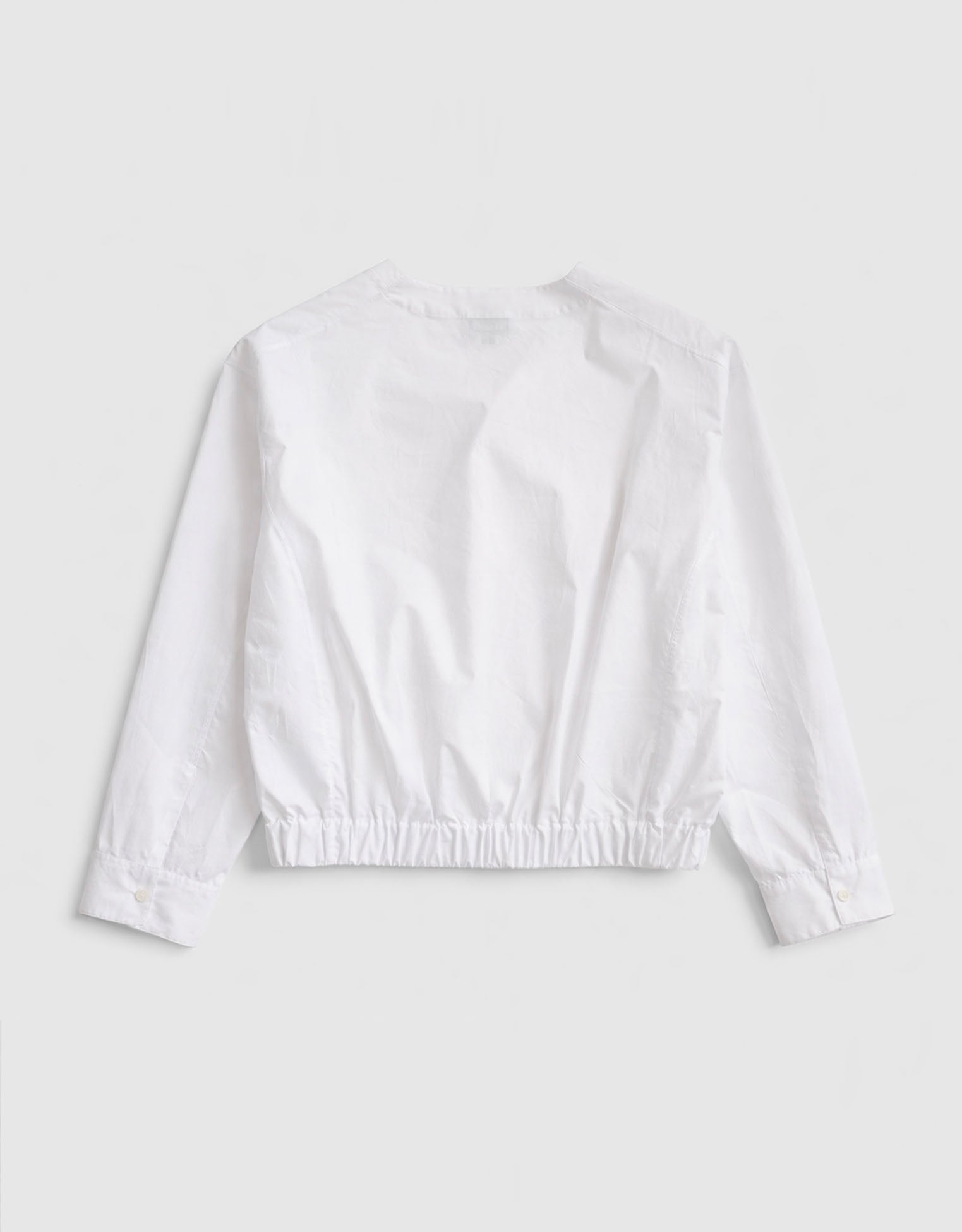 Cotton Poplin Collarless Shirt