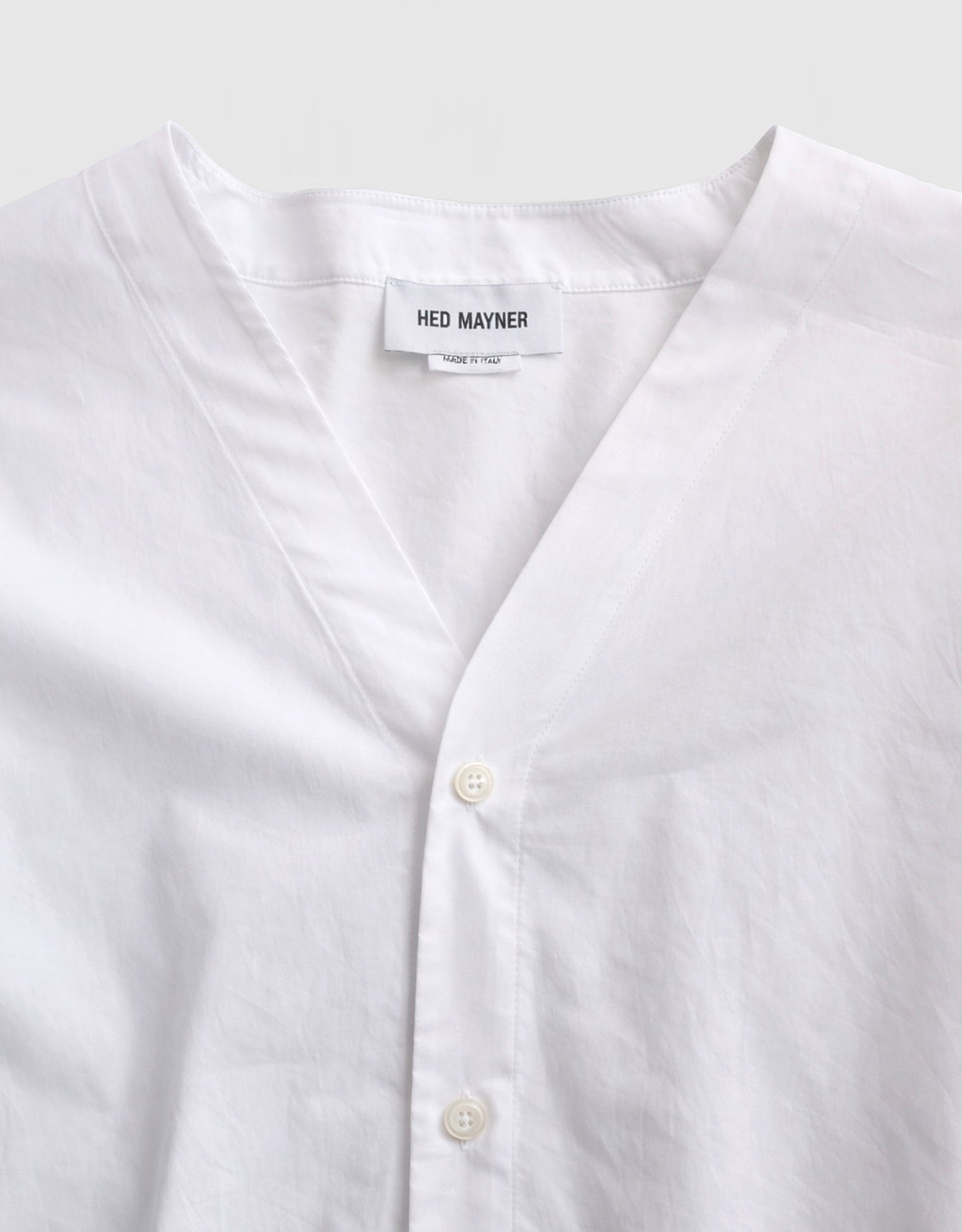 Cotton Popeline Collarless Shirt