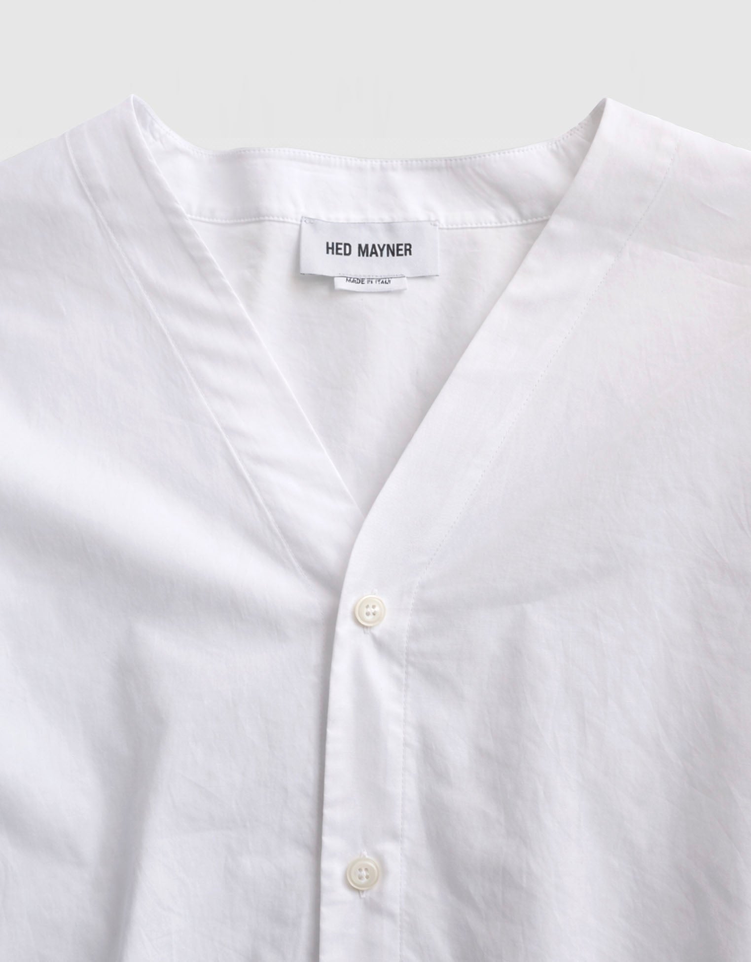 Cotton Poplin Collarless Shirt