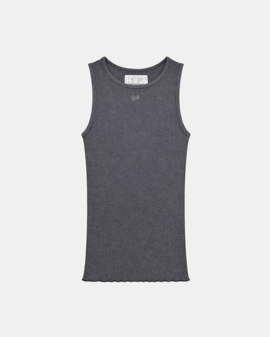 Men Faded Black Tank Top Knit