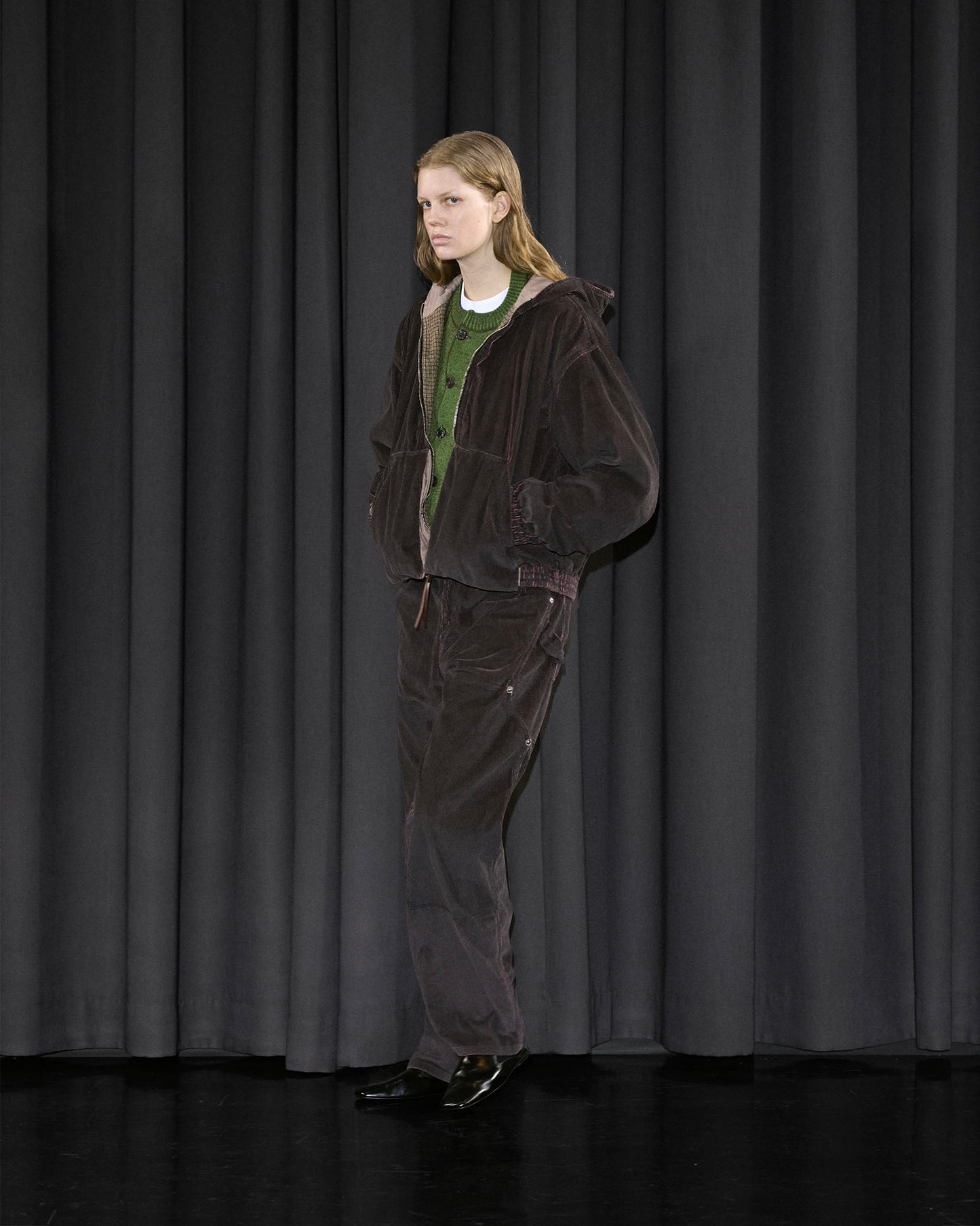 PIGMENT COATED CORDUROY HOODED BLOUSON